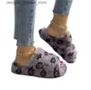 Slippers Women 2022 Winter Indoor Home Fur House Full Furry Soft Fluffy Plush Flats Heel Non Slip Luxury Designer Shoes Casual Ladies Q240312