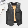 Men's Vests Men Sleeveless Vest Stylish Faux Leather Motorcycle For Autumn Winter Single Breasted V-neck