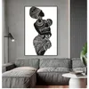 Målningar vit vägg bild affisch tryck hem dekor vacker afrikansk kvinna med baby sovrum konst canvas målning svart och272s
