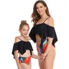 Kadın Mayo Kadın Mayo 2024 Yaz Yüksek Beled Bikini Setleri Mujer Fırfır Kadın Çizgili Bather Flouce Bathing Suit Biquini