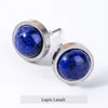 10mm rostfritt stål Inlay Natural Crystal Lapis Lazuli Goldstone Malachite Turquoise Agate Studörhängen Vintage Elegant temperament Ear Ornament för kvinnor