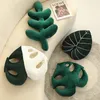 Plush Green Leaf Pillow Stuffed Plant Lifelike 3D Leaves Plushie Cushion Cute Garden Room Sofa Decor Throw Pillow 240226