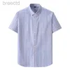 Men's Polos New Summer High Quality Cotton Shirts Short Sleeve Dress Shirts Slim Social Business Blouse Stripe Shirt ldd240312