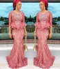 Aso Ebi Nigeria Style dentelle longue soirée arabe robes formelles sirène robes de bal 34 manches longues Peplum grande taille 2884647