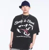 24ss Japón perro grande boca impresión lavada Vintage camiseta hombres camiseta Primavera Verano mujeres calle skateboard Casual Camiseta de algodón 0312