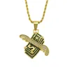 Hip Hop Bling Flying Cash Iced Out Rhinestone Halsband hängsmycken för män Kvinnliga smycken Charmkedja Pendant3099