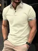 Men's Polos Summer Solid Printed Collar POLO Shirt Short Sleeve Clothing Casual College Style ldd240312