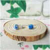 Overige Oorknopjes 1 Paar Blauwe 6Mm Ronde Cabochon Opaal Oorbel Met 925 Sier Mode-sieraden Voor Meisjes Drop Delivery Bevindingen Compon Dhivn