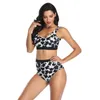 Costume da bagno da donna con stampa leopardata, bikini diviso, vita alta, costume da bagno da donna all'ingrosso