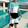 Men's Tracksuits 2 Piece Outfits Hipster Printed Patchwork Tee Shirt And Shorts Set Sports Slim Tuxedo Suite 269 For Man