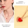 Live streaming Little Red Heart 18k gold necklace female rose gold lock bone chain colorful gold internet celebrity love pendant Instagram design