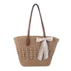 Beach Bags Korean Large Capacity Hollow Grass Woven Bag Summer Simple Commuter Women's Single Shoulder Handheld