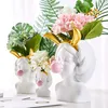 Vase en résine blanche Pot de fleur Style nordique mignon tête humaine Vases à fleurs panier stylo porte-pinceau décoration de la maison 2104092914