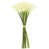 Cadeaux pour femmes 18x fleurs de lys Calla artificielles Bouquet à tige longue unique véritable décor à la maison ColorCreamy Y211229262f