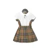 Baby Girl Boy 2pcs Deset Kids Luxe kledingsets Classic B Deset Gecommissareerde rok T-shirt Shorts 90-160cm