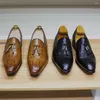 Casual Shoes Crocodile Pattern Real Leather Men Footwear Vintage Men's Business High Quality Man Dress Tassel A120