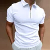 Enkel poloskjorta för män Solid Golf Clothing Daily Casual Högkvalitativ ZIP -skjortor Summer Breattable Quick Dry 240226