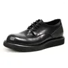 Casual schoenen volwassen mannen echt leer ronde neus formele jurk Derby bruidegom Elegent glanzende bruiloft Oxfords