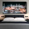 Mekka Moskee Night View Canvas -schilderijen op de Wall Art Posters en print Kabe Mekke Islamitische kunstfoto's voor woonkamer Wall246Q