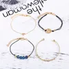 Beaded New Bohemian Love Heart Map Bracelets Set For Women crystal Beads Black String Rope chains Bangle Fashion Boho JewelryL24213