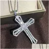 Collares colgantes Moda para hombre Collar cruzado de lujo Joyería de hip hop Sier Piedras preciosas de diamante blanco Iced Out Mujeres Drop Entrega Colgante DH7OB