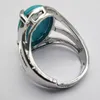 Cluster Rings Green Turquoise Stone Oval Bead GEM Finger Ring Jewelry Size 8-9 X261