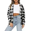 Women's Blouses Women Casual Loose Lapel Button Plaid Printing Thin Long Sleeve Shirt Top Workouts Shirts For