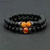 Bangle Black Lava Stone Crown Charm Tiger Eye Beads Bracelet For Men Women Braided Bracelets Handmade Adjustable Jewelry Pulseira ldd240312