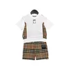 Baby Girl Boy 2Pcs Clothes Set Kids Luxury Clothing Sets Classic B Clothes Set Checkered Skirt T-Shirt Shorts 90-160CM