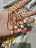 With 18K Gold Beads Chian Real Pearl Choker Necklace Designer T Show Runway Gown Rare INS Japan Korean Boho Top 240306