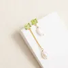 Stud Earrings Natural Irregular Pearl Green Square Zicorn Long Tassel Pendant EarringGold Color Dangle For Couple Party Jewellery Gift