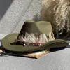 Berets Retro Feder Western Cowboy Hüte Für Männer Frauen Herbst Winter Fedoras Cowgirl Panama Jazz Caps Sombrero Hombre