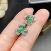 Stud Earrings 925 Silver Inlaid Natural Emerald Fine Craftsmanship High-end Jewelry Can Be Customized