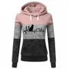 Kvinnors hoodies splice för kvinnor logo djurtryck tröja femmes kawaii topps harajuku mönster bomullsflickor höst