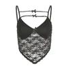 Damen Tanks Slim Sexy Camis Crop Tops Rückenfrei Ärmellos Bohemian Solid Lace Patchwork Damen Streetwear Clubwear Mode Design Weste 2024