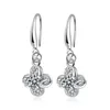 Dangle Earrings Fashion Zircon Simple Four-leaf Clover Inlaid Ladies