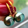 Dangle Earrings 16MM Peacock Blue Shell Pearl Beads 18k Hook Eardrop Christmas Wedding Women Cultured Holiday Gifts FOOL'S DAY