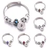 Charm Bracelets Elasticity Snap Button Bracelet Heart Crystal Bangles Beads Jewelry Making Fit 18MM Buttons