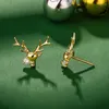 Серьги-гвоздики Huitan, классические женские рога лося в форме золотого цвета, рождественские аксессуары для ушей с блестящим цирконием, вневременные украшения