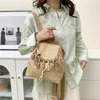 Tassel Grass Woven Bag Summer Water Bucket Women's Small Backpack Multi Use Beach