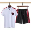 Весенне-летний дизайнерский брендовый мужской спортивный комплект из двух предметов для бега, шорты с короткими рукавами и футболками с принтом