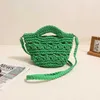 Leuke Strandtassen Zomer Crossbody Katoenen Draad Geweven Tas Nieuwe Veelzijdige Holle Gras Vakantie Damestas 240312