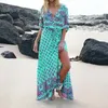 Fashion Spring Summer Long Bohemian Beach Dres Half Sleeve Vintage Retro Floral Maxi Dresses Vestidos Mujer sundress 240308