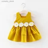 Jurken voor meisjes Zomeroutfits Peutermeisjeskleding Babyjurken Koreaans Schattig Bloemen Mouwloos Katoen Rood Luxe Verjaardag Prinsesjurk BC1676 L240311