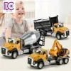 1 50 Scale Engineering Model Concrete Mixer Truck Diecasts Toy Vehicles Digger Excavator Toy Car for Children Gift 240306