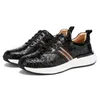 Casual Shoes Alligator Leather Men's Sneakers Platform Sole High-end