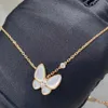 Collier en V blanc Fritillaria papillon collier femme en argent sterling plaqué or rose 18 carats pendentif collier chaîne plein diamant bague noeud lumière luxe bracelet