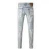 Lila varumärke jeans försäljning amerikansk high street smal fit slips färgad tvätt personlig 7017