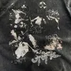 Vintage tinta branca impressão em spray direto angustiado manga curta na moda marca vtg americano high street solto lavado camiseta para homem xr9j