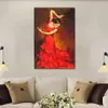 Portrait Art Figure Oljemålningar Flamenco Spanish Dancer Handmade Abstract Woman Canvas Bild för sovrum hög kvalitet248a